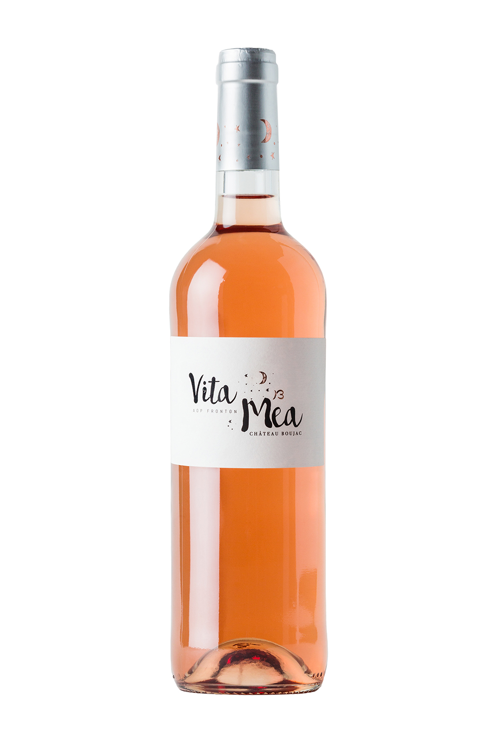 Packshot fond blanc d'une bouteille de vin rosé